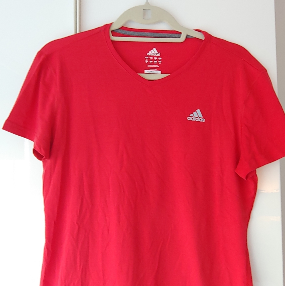 Adidas Women's Tee Shirts. Bundle of 3. Aqua, Red, Gray.  Large